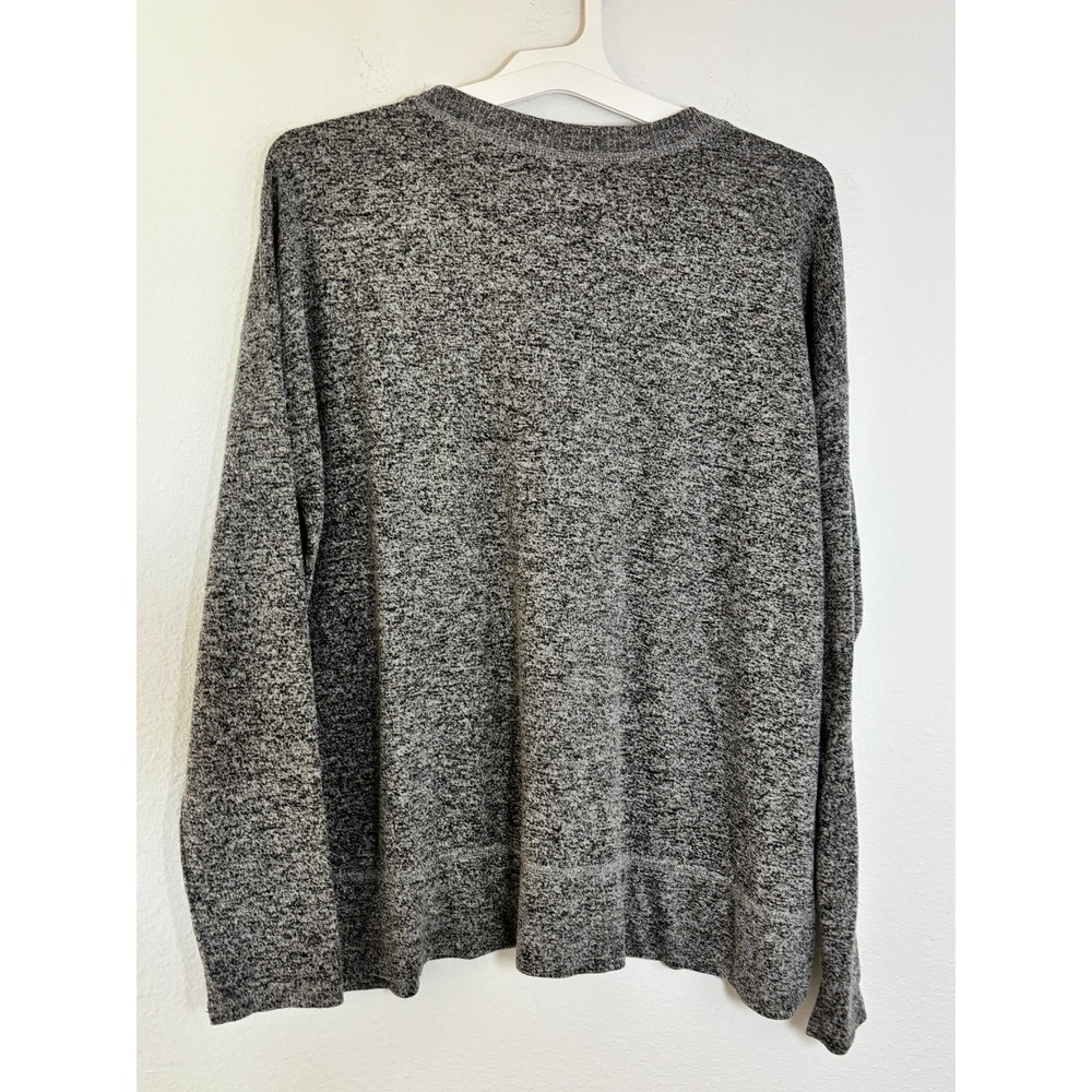 Lucky Brand Gray Marl Crewneck Sweater Mens Large Drop Shoulder Knit Pullover